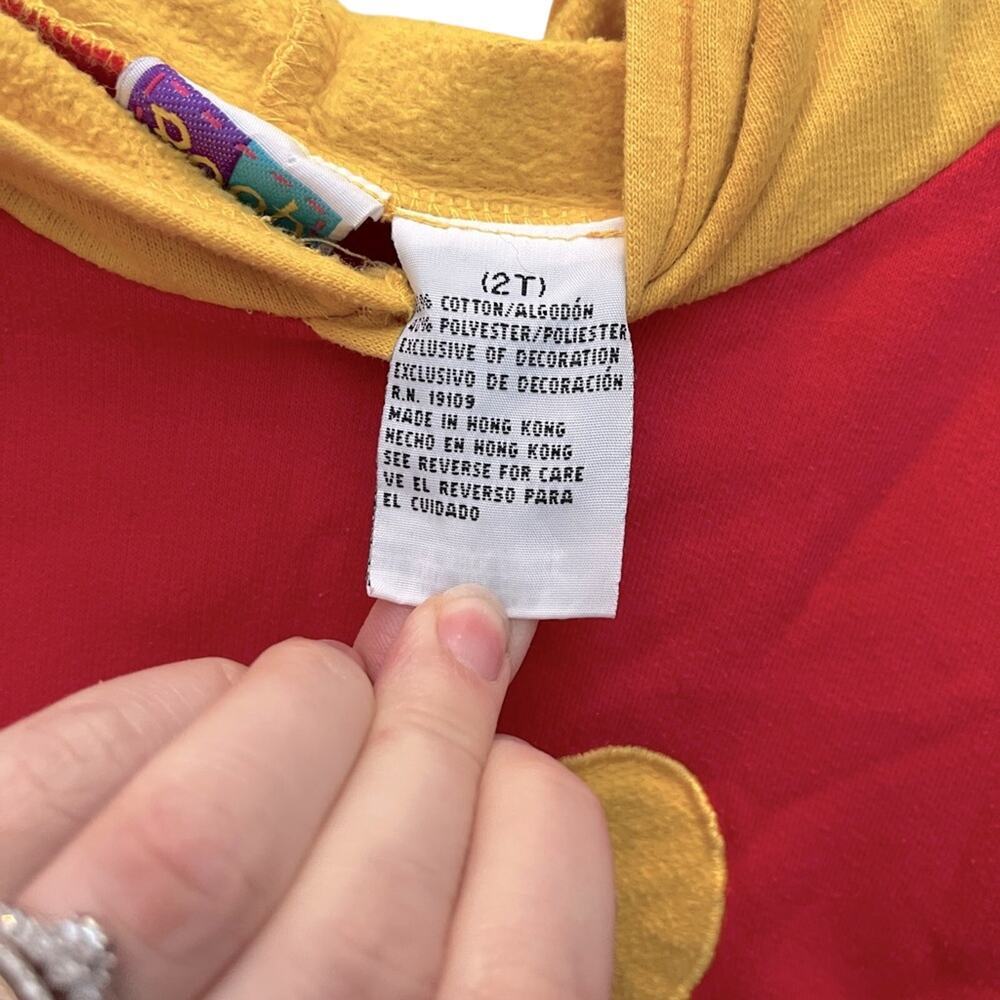 Vintage Winnie the Pooh Hoodie Red Yellow Black 90s Y2K Disneycore Toddler 2T - Picture 4 of 6